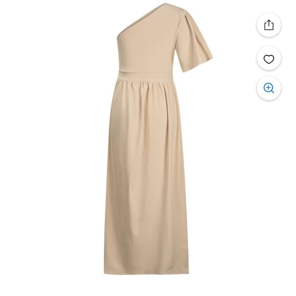 Amazon Women's One Shoulder Maxi Dress Champagne Wedding Size M - Picture 4 of 9